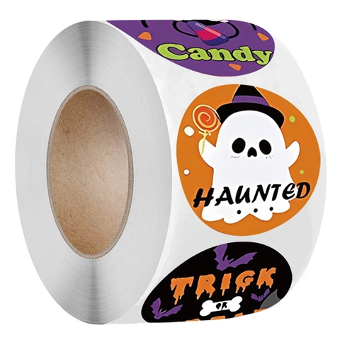 Adesivi Rotondi Di Halloween Cartone Animato Zucca Fantasma Pipistrello Etichette Adesive Per Decorazione Regali Di Festa