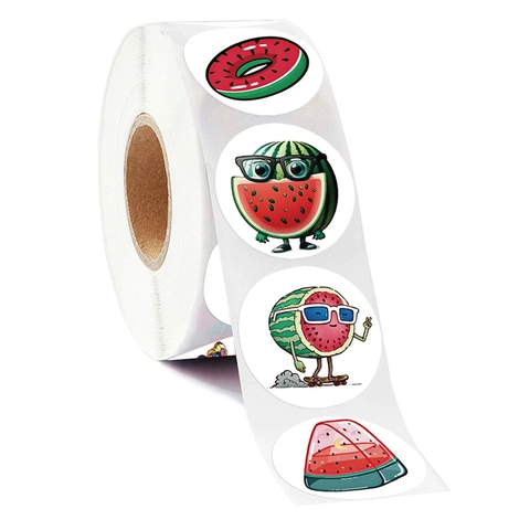 Summer Watermelon Cartoon Stickers Round Self Adhesive Sealing Labels Decorative Scrapbooking Decals For Gift Boxes