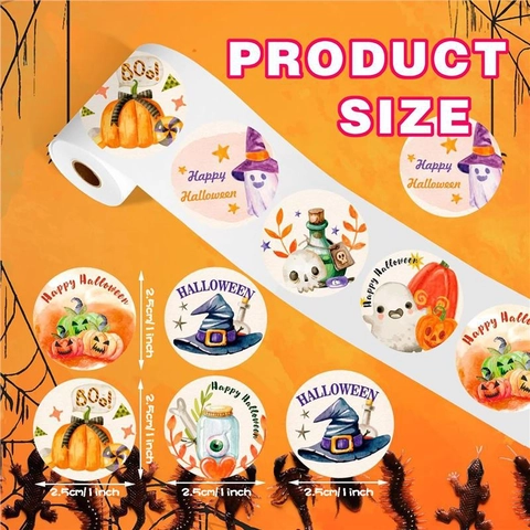 Ronde Halloween Stickers Zelfklevend Cartoon Pompoen Geest Patronen Voor Feest Cadeaus Verpakking Envelop Decoratie