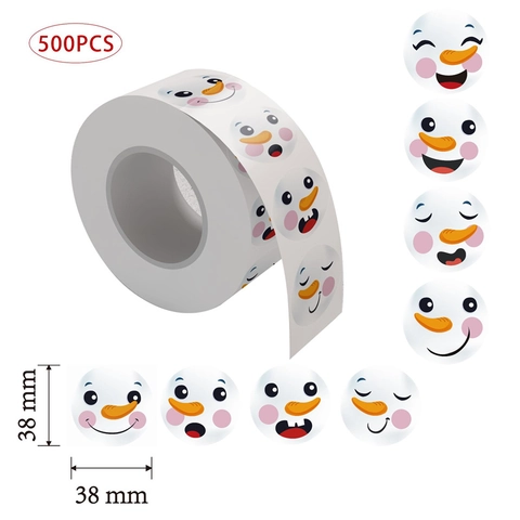 Pegatinas Redondas De Caras De Muñeco De Nieva Navidad Etiquetas Adhesivas Para Envolver Regalos Y Sellar Sobres