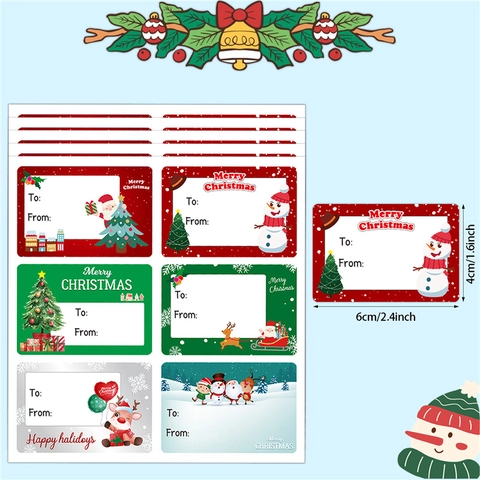 Christmas Gift Tags Copper Paper Self-Adhesive Stickers Santa Snowman To From Name Labels Holiday Present Decoration