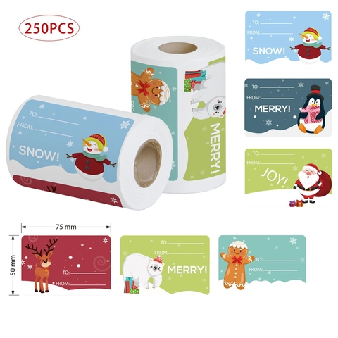 Etichette Regalo di Natale Adesive Da A Scrittura Nome Cartone Animato Babbo Natale Renna Pupazzo di Neve Pinguino Decor