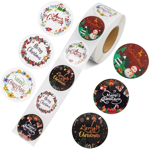 Weihnachten Runde Dekorative Aufkleber Festliche Etiketten Für Geschenkverpackung Briefumschlag Versiegelung DIY Party Bedarf