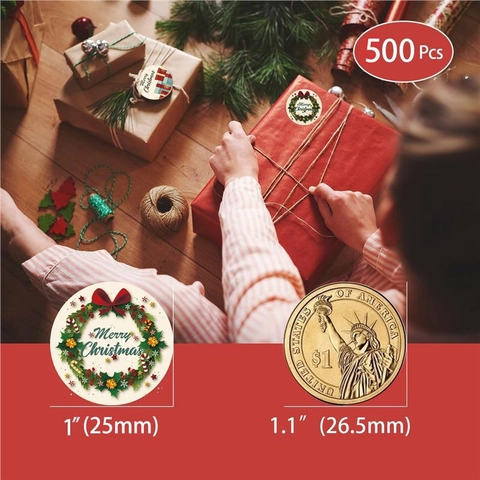 Christmas Round Self Adhesive Stickers Featuring Cartoon Santa Claus And Snowman Pattern For Festive Gift Decoration Sealing