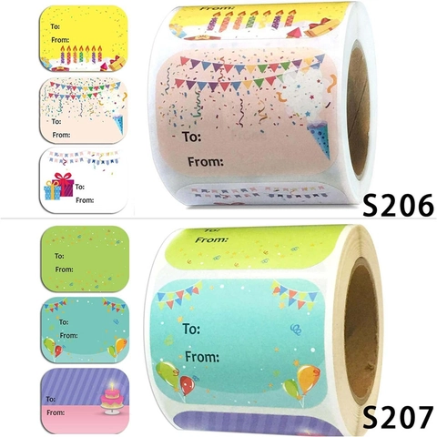 Birthday Happy Gift Tags Stickers Roll With To From Write On Labels For Kids Party Favor Decoration Seal Stickers Jewelry