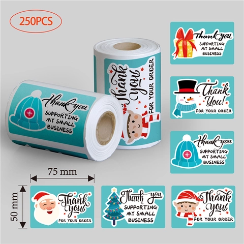 Weihnachts-Dankesaufkleber Selbstklebende Etiketten Für Geschenkverpackungen Kleingewerbe Bestellung Siegel Cartoon Weihnachtsmann Schneemann