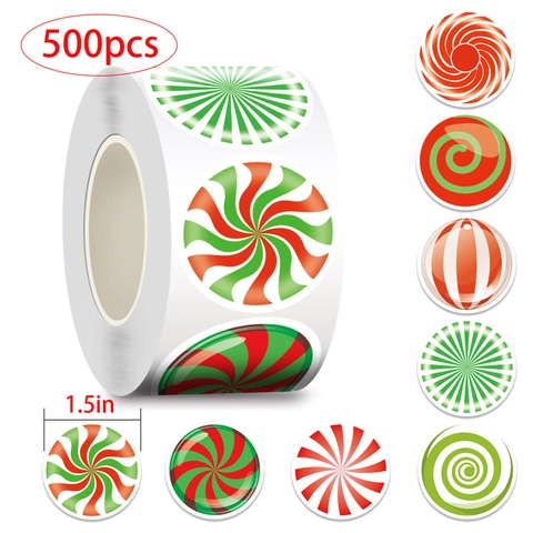 Pfefferminz Bonbon Aufkleber Rolle Runde Bunte Spiral Etiketten Für Weihnachtsgeschenke Basteln Dekoration