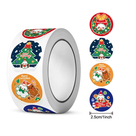 Adesivi Di Buon Natale Etichette Adesive Rotonde In Rotolo Per Confezioni Regalo Decorazione Festiva