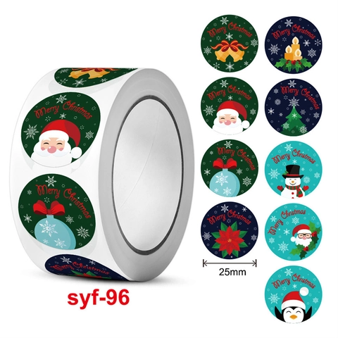 Christmas Round Stickers Self Adhesive Gift Labels Holiday Party Decorative Cartoon Patterns For Envelope Sealing