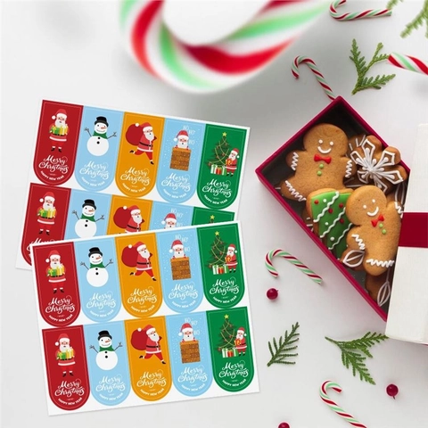 Adesivi Di Natale Etichette Sigillanti Autoadesivi Babbo Natale Pupazzo Di Neve Disegni Per Confezioni Regalo