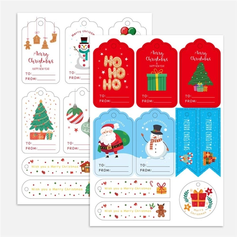 Etichette Regalo Di Natale Etichette Appese In Carta Con Corda Di Iuta Per Decorazione Imballaggio Festivo Motivi Babbo Natale