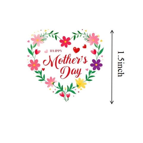 Mother's Day Heart Shaped Floral Wreath Label Stickers For Gift Wrapping Envelope Seals Packaging Holiday Party Decorative Stickers