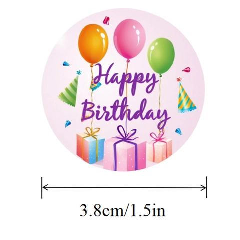 Happy Birthday Stickers Round Adhesive Labels Colorful Patterns For Gift Wrapping Envelope Sealing Party Favors Decoration