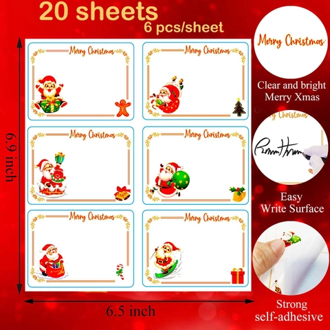 Christmas Gift Tag Stickers Coated Paper Writable To From Labels Festive Holiday Pattern Decor For Seasonal Packaging