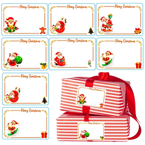 Christmas Gift Tag Stickers Coated Paper Writable To From Labels Festive Holiday Pattern Decor For Seasonal Packaging