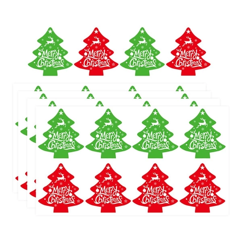 Autocollants De Sapin De Noël Merry Christmas Renne Flocon De Neige Auto Adhésif Étiquettes Emballage Cadeau