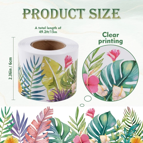 Tropical Plant Floral Bulletin Board Border Stickers Paper Self Adhesive Classroom Office Blackboard Decoration Wallpaper