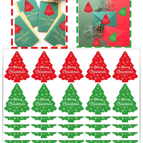 Adesivi Albero Di Natale Etichette Buon Natale Autoadesive Per Confezioni Regalo Chiusura Buste