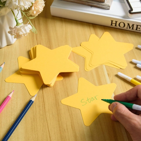 Papier Double Face Jaune Blanc Étoiles Nuages Formes Décoration de Classe DIY Artisanat Scolaire Enfants Découpage de Papier