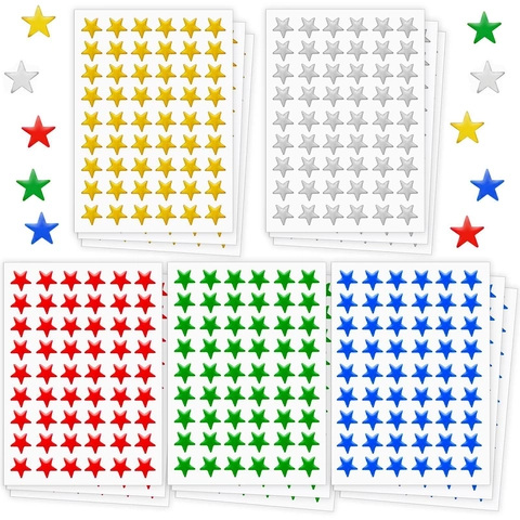 Star Stickers Colorful Metallic Laser Paper Reward Pentagram Decals For Kids Teacher Classroom Student Scrapbooking