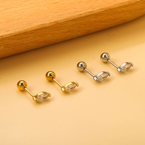Marquise Zirkonia Stecker Ohrringe Edelstahl Dreh Schraubverschluss Minimalistisch Elegant Schmuck Für Damen