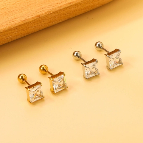 Stainless Steel Stud Earrings With Zirconia Butterfly Geometric Heart Pear Shaped Jewelry For Women Screw Back