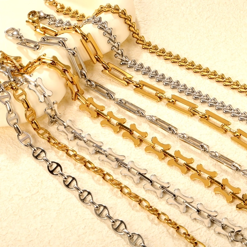 Bracelet En Acier Inoxydable Chaîne À Maillons Géométriques Style Punk Bijoux Simples Pour Femmes Hommes