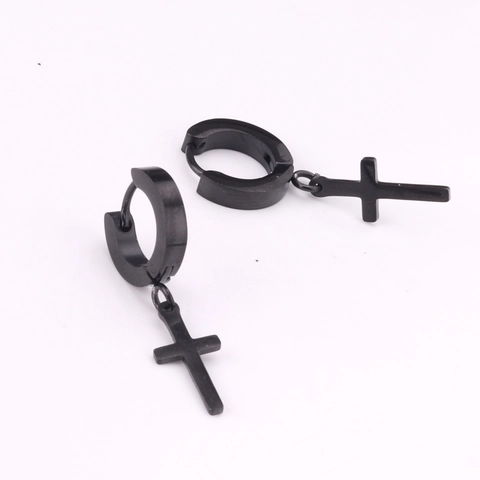 Kreuz Anhänger Creolen Edelstahl Punk Gothic Geometrischer Schmuck Für Damen Herren
