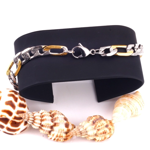 Pulsera De Cadena Figaro Bañada En Oro De 18K Acero Inoxidable Joyería Hip Hop Para Hombre Unisex
