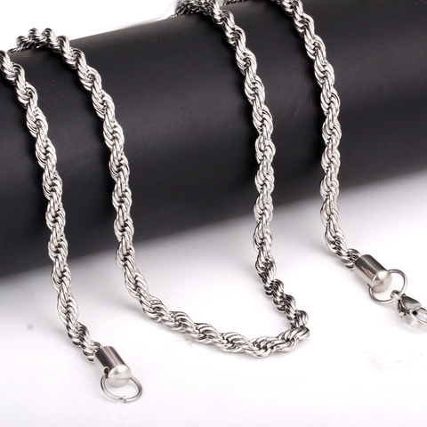 Twist Rope Chain Necklace Stainless Steel Gold Plated Polished Minimalist Hip Hop Unisex Jewelry Accessory