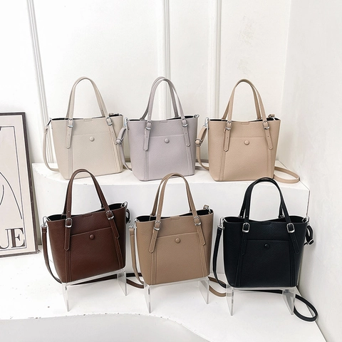Borsa A Tracolla Da Donna In Pelle PU Motivo Litchi Grande Capacità Retro Borsa A Mano Tracolla Regolabile Versatile