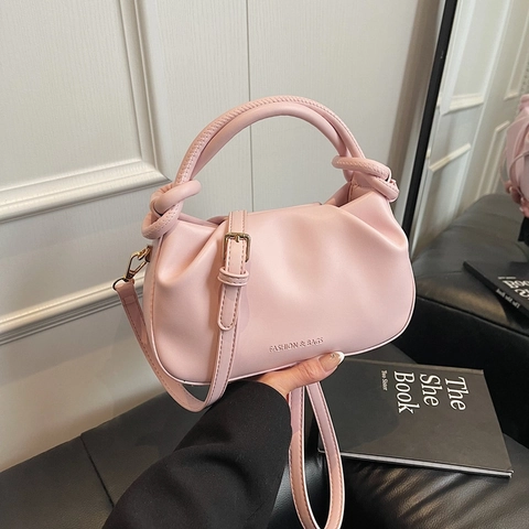 Damen Mode Plissierte Cloud-Tasche PU-Leder Umhängetasche Mit Knotengriff Und Verstellbarem Riemen High-End-Handtasche