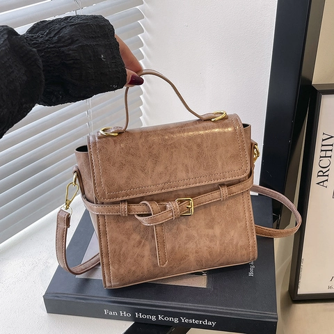 Sac À Dos Multi-Usage En Cuir PU Rétro Pour Femmes Sac Bandoulière Sac À Main Style Coréen Kelly Bag Boucle