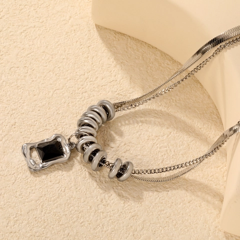 Κολιέ Από Ανοξείδωτο Χάλυβα Επιχρυσωμένο 18K Μενταγιόν Καρδιά Πράσινη Πέτρα Αλυσίδα Φίδι Κοσμήματα Γυναικεία