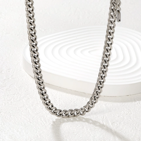 Heren Roestvrijstalen Cubaanse Schakelketting Ketting Hip Hop Streetwear Zware Industriële Minimalistische Sieraden Zilverkleur
