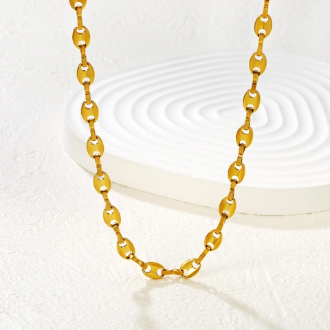 Collana A Catena Per Clavicavicola Chicco Di Caffè Naso Di Maiale Minimalista Placcata Oro Acciaio Inossidabile 304 Donna