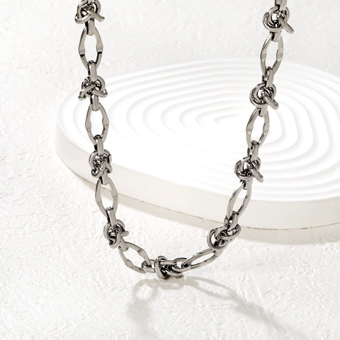 Collar De Cadena Gruesa De Acero Inoxidable Para Hombre Punk Industrial Diseño De Círculo Anudado Joyería Minimalista