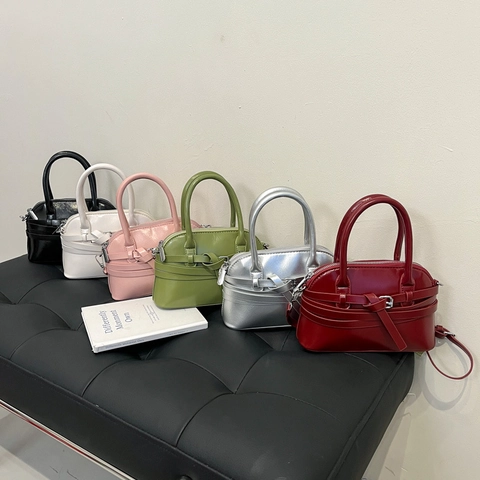 Women's PU Leather Shell Bag Trendy Korean Belt Decoration Small Shoulder Bag Crossbody Bag For Daily Commute Versatile Lady Bag