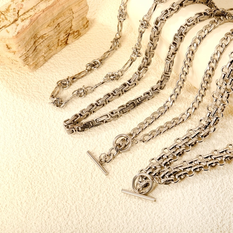 Collier En Acier Inoxydable Fermoir À Bascule Chaîne Gourmette Maillons Byzantins Style Boyfriend Bijoux Punk Pour Hommes Unisexe