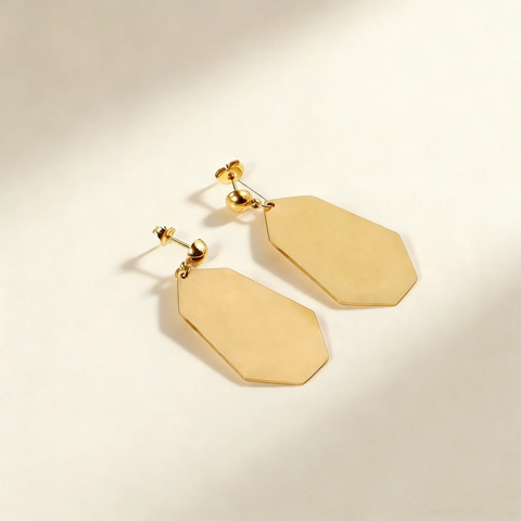 Geometric Hexagon Dangle Ohrringe Vergoldet Edelstahl Minimalistisch Poliert Gebürstet Modeschmuck Für Damen