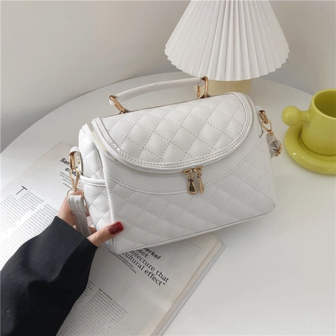 Gewatteerde Crossbody Tas PU Leer Elegante Handtas Met Handvat En Verstelbare Riem Mode Chic Voor Dames