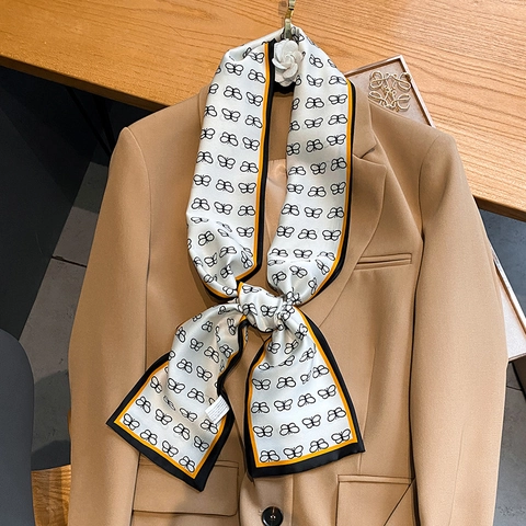 Dunne Sjaal Vlinderprint ImitatieSatijn Strik Haarband Tas Lint Elegant Lang Mode Accessoires