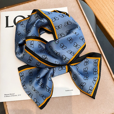 Dunne Sjaal Vlinderprint ImitatieSatijn Strik Haarband Tas Lint Elegant Lang Mode Accessoires