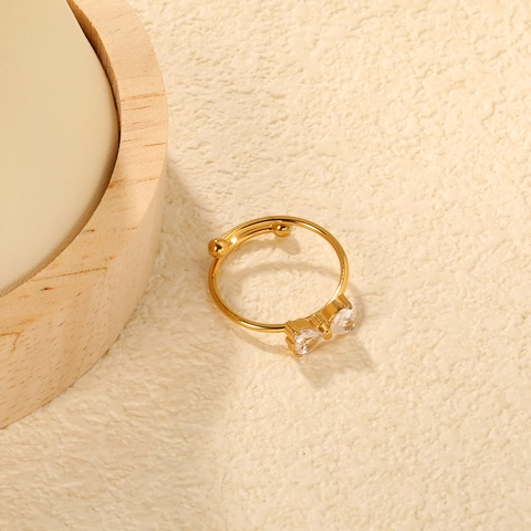 Schleifenring Zirkon 18K Vergoldet Verstellbar Offener Finger Schmuck Süßer Luxus Romantisches Geschenk Für Frauen