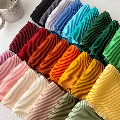 Skinny Scarf For Women Satin Feel Pleated Plisse Decorative Neck Tie Solid Color Fashion Hair Band Bag Wrap Elegant