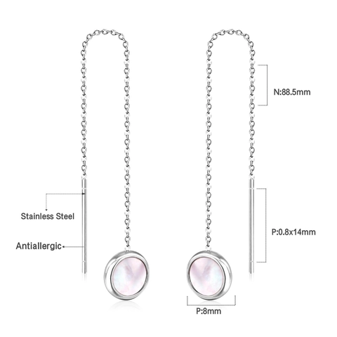 Minimalist Stainless Steel Gold Plated Threader Earrings For Women Long Chain Tassel Heart Star Cube Dangle Earrings Jewelry