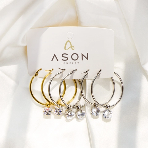Roestvrijstalen Creolen Met Geometrische Hangers Van Zirkonia Kristal Antiallergeen Mode Sieraden Voor Dames Elegant