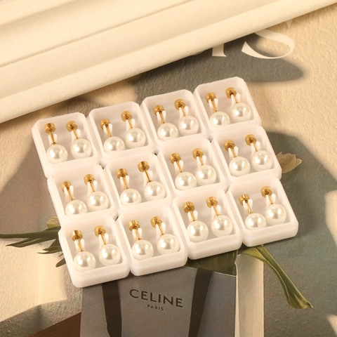 Künstliche Perlenohrstecker Vergoldet Edelstahl Schraubverschluss Flache Rückseite Eleganter Minimalistischer Schmuck Damen