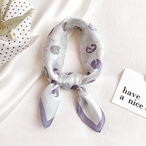 Women Mulberry Satin Square Scarf Abstract Circle Polka Dot Pattern Fashion Professional Office Decoration Neck Satin Scarf