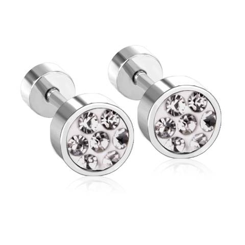 Orecchini A Lobo Tondi In Acciaio Inossidabile Con Zirconia Placcato Oro Gioielli Minimalisti A Vite